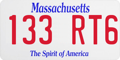 MA license plate 133RT6