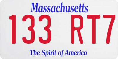MA license plate 133RT7