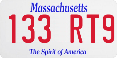 MA license plate 133RT9