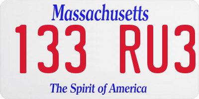 MA license plate 133RU3