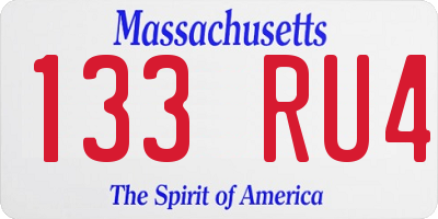 MA license plate 133RU4