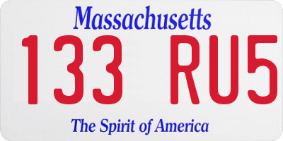 MA license plate 133RU5