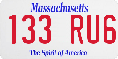 MA license plate 133RU6
