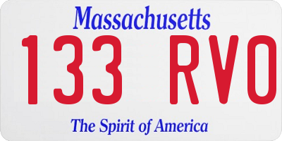 MA license plate 133RV0