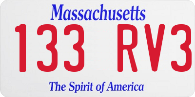 MA license plate 133RV3