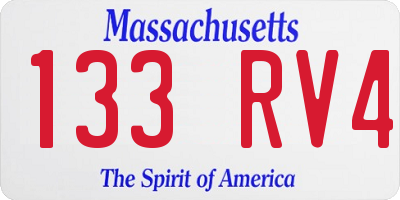 MA license plate 133RV4