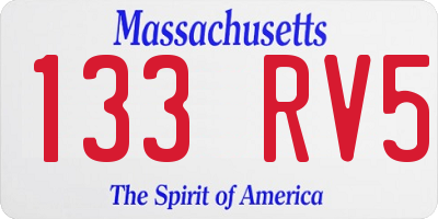 MA license plate 133RV5