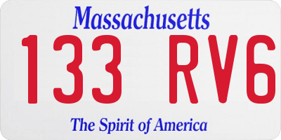 MA license plate 133RV6