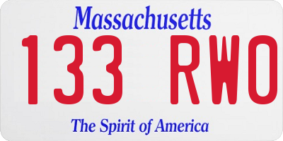 MA license plate 133RW0