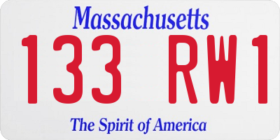 MA license plate 133RW1