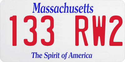 MA license plate 133RW2
