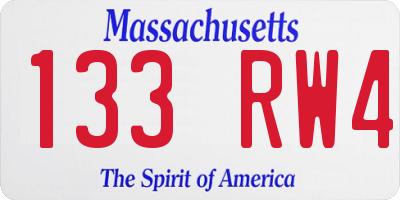 MA license plate 133RW4