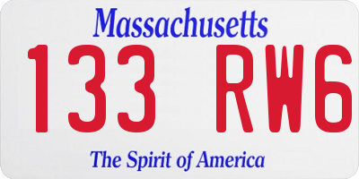 MA license plate 133RW6
