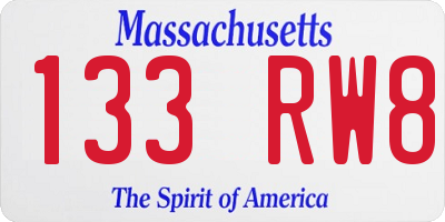 MA license plate 133RW8