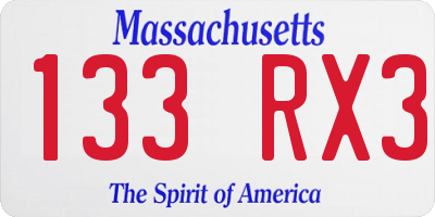 MA license plate 133RX3