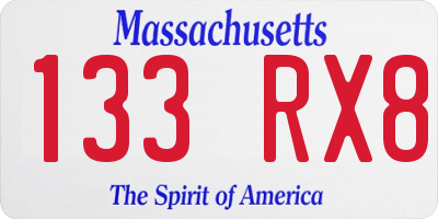 MA license plate 133RX8