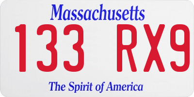 MA license plate 133RX9