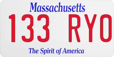 MA license plate 133RY0