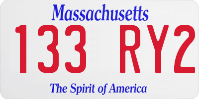 MA license plate 133RY2