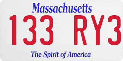 MA license plate 133RY3