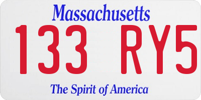 MA license plate 133RY5