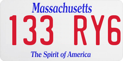 MA license plate 133RY6