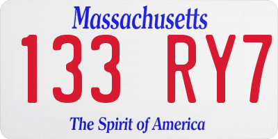 MA license plate 133RY7