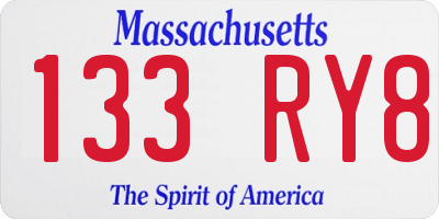 MA license plate 133RY8