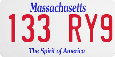 MA license plate 133RY9
