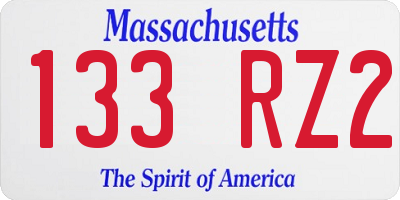MA license plate 133RZ2