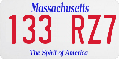 MA license plate 133RZ7