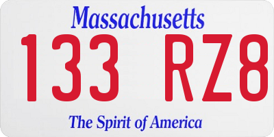 MA license plate 133RZ8