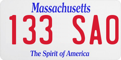 MA license plate 133SA0