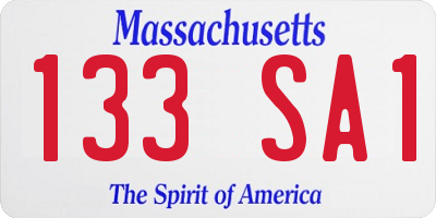 MA license plate 133SA1