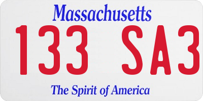 MA license plate 133SA3