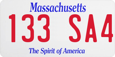 MA license plate 133SA4
