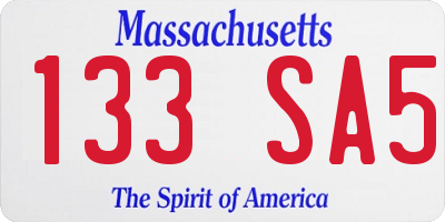 MA license plate 133SA5