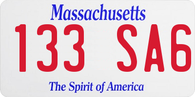 MA license plate 133SA6