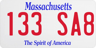 MA license plate 133SA8