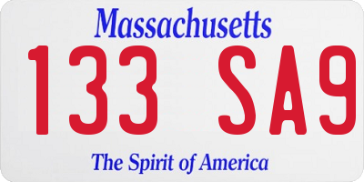 MA license plate 133SA9