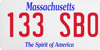 MA license plate 133SB0