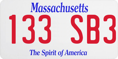 MA license plate 133SB3