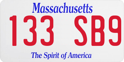 MA license plate 133SB9