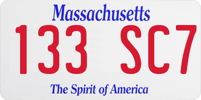 MA license plate 133SC7