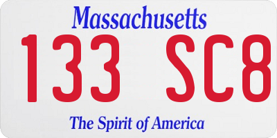 MA license plate 133SC8