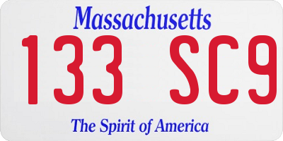 MA license plate 133SC9