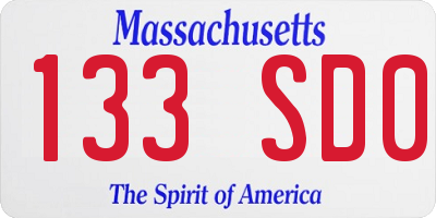 MA license plate 133SD0