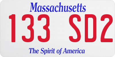 MA license plate 133SD2