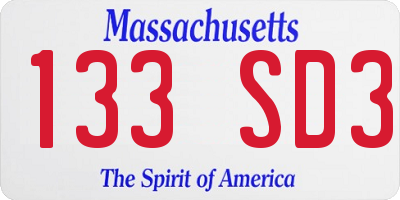 MA license plate 133SD3