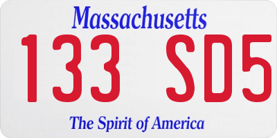 MA license plate 133SD5